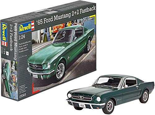 Revell RG7065 Modellbausatz Auto 1:24 - 1965 Ford Mustang 2+2 Fastback im Maßstab 1:24, Level 4, originalgetreue Nachbildung mit vielen Details, 7065, Schwarz von Revell