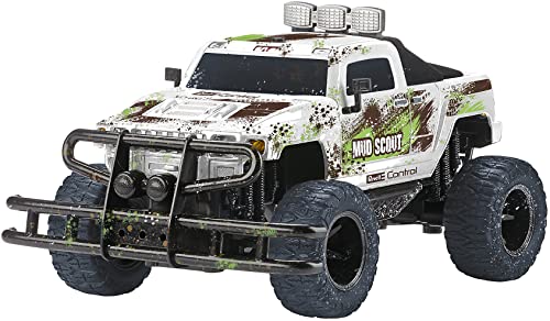 Revell 24643 RC Monster Truck MUD Scout mit 40MHz-Fernbedienung, ca. 36 cm, LED-Beleuchtung Monstertruck ferngesteuertes Auto, weiß (Used-Look) von Revell Control