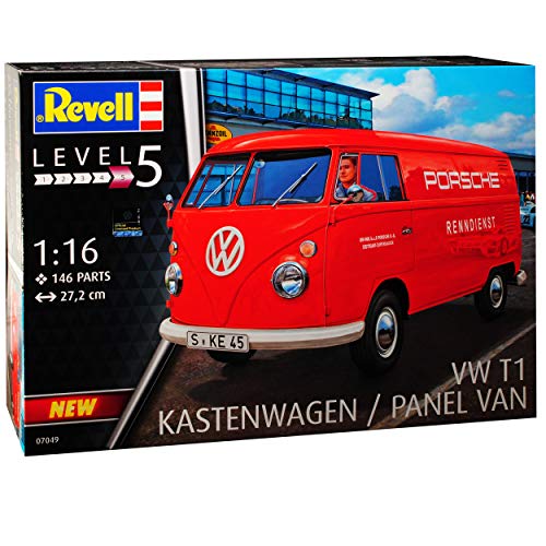 Volkwagen T1 Rot Transporter Porsche Renndienst Bus 1950-1967 07049 Bausatz Kit 1/16 1/18 Revell Modell Auto mit individiuellem Wunschkennzeichen von Revell