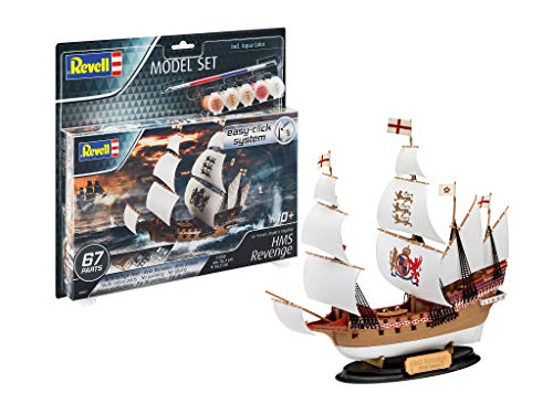 Revell easy-click 65661 Model Set HMS Revenge, 1:350 Modellbausatz für Einsteiger mit dem Easy-Click-System, mit Basis-Zubehör, farbig von Revell