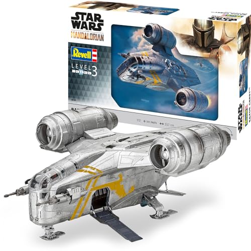 Revell Modellbausatz Razor Crest - Ehemaliges Patrouillenschiff des Mandalorianers Din Djarin - Flexibler Bausatz mit wählbaren Türpositionen - Detailliertes Cockpit mit Pilotenfigur von Revell