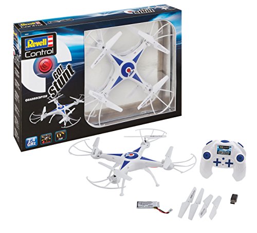 Revell Control Quadrocopter Go! Stunt, 6-Axis-Gyro, Geschwindigkeitsstufen und Flip-Funktion, Headless-Mode, Großer wiederaufladbarer LiPo-Akku, Inklusive USB-Ladegerät, Präzise Fernsteuerung von Revell