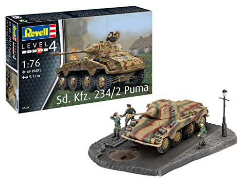 Revell 03288 Sd.Kfz. 234/2 Puma originalgetreuer Modellbausatz für Fortgeschrittene, 9,1 cm, 1/76 von Revell