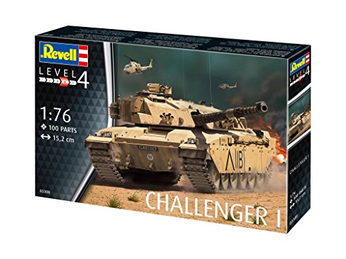 Revell 03308 Modellbausatz, Panzer 1:76-Challenger, Level 4, orginalgetreue Nachbildung mit vielen Details-03308 von Revell