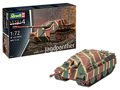 Revell 03327 Jagdpanther Sd.Kfz.173, Panzermodellbausatz 1:72, 13 cm originalgetreuer Modellbausatz für Fortgeschrittene, unlackiert von Revell