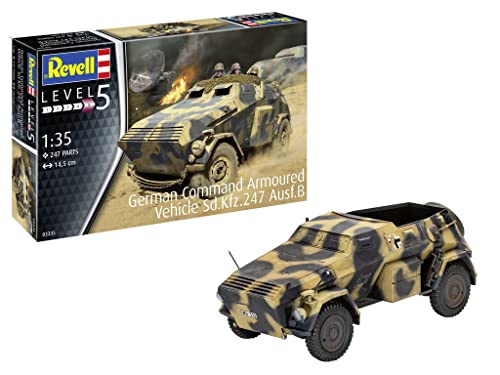 Revell 03335 Sd.Kfz.247 AUSF.B 1:35 Scale Model Kit Fahrzeug originalgetreuer Modellbausatz für Experten, unlackiert von Revell