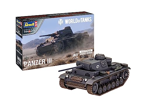 Revell 03501 PzKpfw.III AUSF.L World of Tanks Panzer, Panzerkampfwagen originalgetreuer Modellbausatz für Fortgeschrittene, unlackiert von Revell