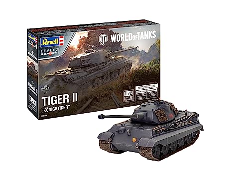 Revell 03503 Tiger II AUSF. B Königstiger World of Tanks originalgetreuer Modellbausatz für Fortgeschrittene, unlackiert von Revell