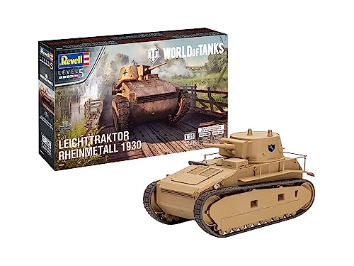 Revell Modellbausatz Leichttraktor Rheinmetall 1930 I Offizielles World of Tanks Lizenzprodukt I Bonuscode für World of Tanks I Detailgetreue Nachbildung I Abziehbilder WOT-Stile I Maßstab 1:35 von Revell