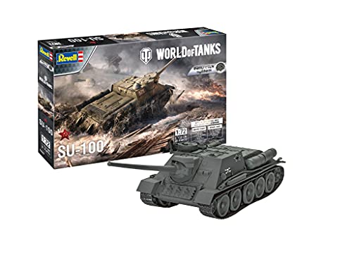 Revell 03507 SU-100 World of Tanks Modellbausatz für Einsteiger mit dem Easy-Click-System, farbige Bauteile von Revell