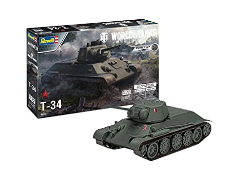 Revell 03510 T-34 World of Tanks Modellbausatz für Einsteiger mit dem Easy-Click-System, farbige Bauteile von Revell