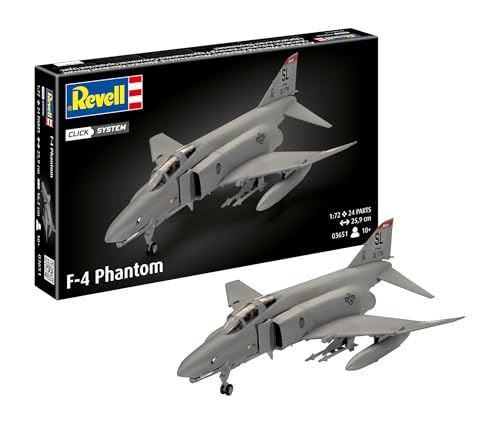 Revell Easy-Click Modellbausatz F-4E Phantom I Legendäres USAF-Kampfflugzeug 1:100 I Detailreich mit Fahrwerk, Lenkwaffen und 2 Zusatztanks I Stecksystem, kein Kleben I Für Modellbau-Einsteiger ab 10. Revell Easy-Click Modellbausatz F-4E Phantom I Legendäres USAF-Kampfflugzeug 1:100 I Detailreich mit Fahrwerk, Lenkwaffen und 2 Zusatztanks I Stecksystem, kein Kleben I Für Modellbau-Einsteiger ab 10. von Revell