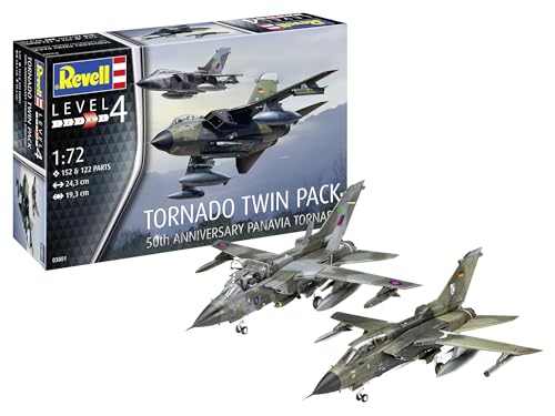 Revell 03801 Tornado 50th Anniversary Twinpack 1:72 Scale Unbuilt/Unpainted Plastic Model Kit Flugzeuge Modelbau, Molded Colour von Revell