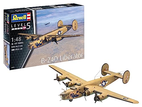 Revell 03831 B-24D Liberator 1:48 Scale Model Kit Traktor originalgetreuer Modellbausatz für Experten, unlackiert von Revell