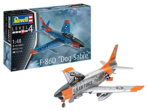 Revell 03832 F-86D Dog Sabre 1:48 Scale Model Kit Hund originalgetreuer Modellbausatz für Fortgeschrittene, unlackiert, Einheitsgröße von Revell