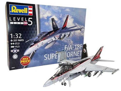 Revell 03847 F/A-18F Super Hornet Fahrzeug originalgetreuer Modellbausatz für Experten, unlackiert, Mittel von Revell