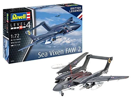 Revell 03866 Sea Vixen FAW 2 "70th Anniversary, Flugzeugmodell 1:72, 23,6 cm originalgetreuer Modellbausatz für Fortgeschrittene, unlackiert von Revell