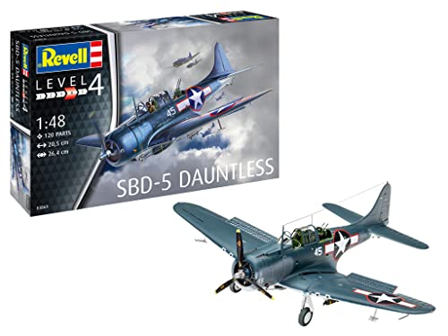 Revell 03869 SBD-5 Dauntless Navyfighter Militär originalgetreuer Modellbausatz für Fortgeschrittene, unlackiert, 1:48 von Revell