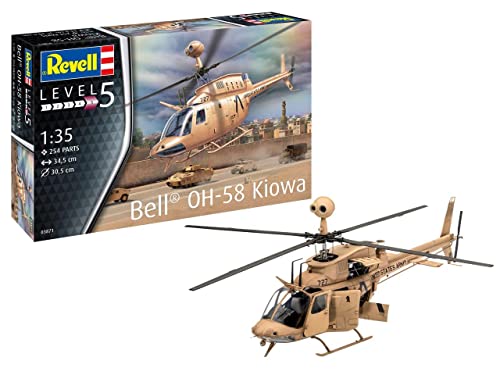 Revell 03871 OH-58 Kiowa, 1:35 Bell originalgetreuer Modellbausatz für Experten, farbig von Revell