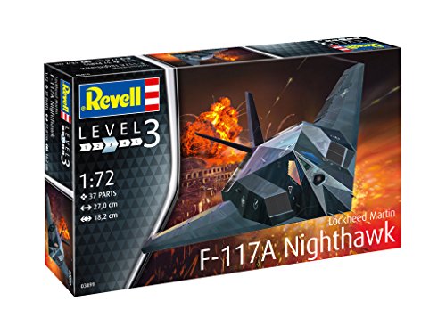 Revell Modellbausatz Lockheed F-117 - Detaillierte Oberflächenstruktur - Zwei Laserlenk-Bomben inklusive - Authentische Darstellung der F-117 Nighthawk - Geeignet für Modellbau-Einsteiger von Revell