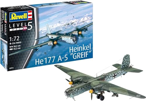 Revell 03913 Heinkel He177 A-5 Greif 14 Modellbausatz im Maßstab 1:72 Level 5orginalgetreue Nachbildung mit vielen Details, 14 Jahre to 99 Jahre, Multicolour von Revell