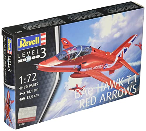 Revell Modellbausatz Flugzeug 1:72 - BAe Hawk T.1 Red Arrows im Maßstab 1:72, Level 3, originalgetreue Nachbildung mit vielen Details, 04921 von Revell