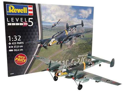 Revell 04961 Messerschmitt Bf110 C-2/C-7 originalgetreuer Modellbausatz für Experten, Mehrfarbig, 1/32 von Revell