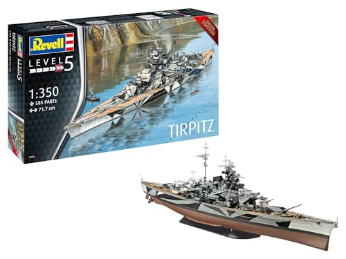 Revell Norwegen 05096 Battleship Tirpitz Platinum Edition im Maßstab 1:350, ungebaut/unlackiert, Plastikmodellbausatz, GRAU, Youth Large / 11-13 von Revell