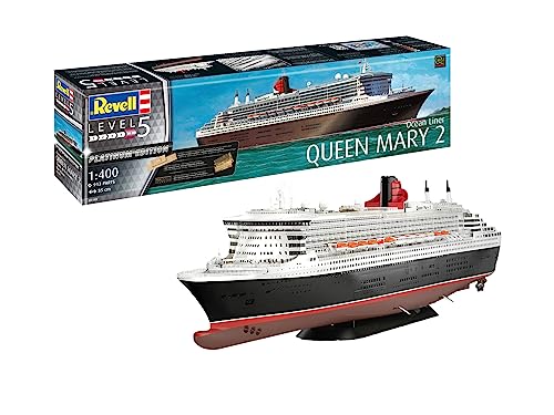 Revell 05199 Platinum Edition Queen Mary 2 mit Fotoätzteilen, Metallteilen und selbstklebenden Holzdeck, 85cm Fahrzeug originalgetreuer Modellbausatz für Experten, unlackiert, 1/400 von Revell