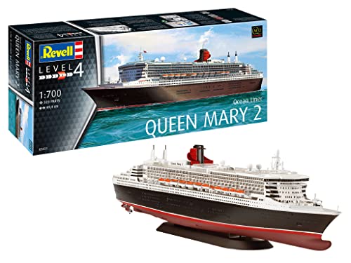 Revell 05231 1:700-Queen Mary 2 originalgetreuer Modellbausatz für Fortgeschrittene, unlackiert, Mittel von Revell