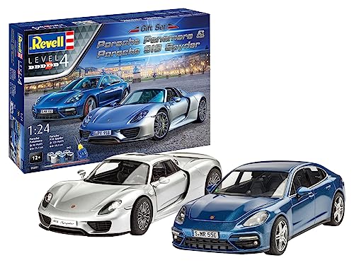 Revell 05681 Porsche Set Fahrzeug originalgetreuer Modellbausatz für Fortgeschrittene, mit Basis-Zubehör, unlackiert von Revell