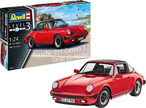 Carrera 07689 Porsche 911 3.2 Targa (G-Model), Modellauto zum Selberbauen im Maßstab 1:24, 17,9 cm originalgetreuer Modellbausatz für Einsteiger, zum Bemalen von Revell