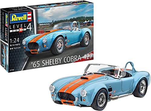 Revell Modellbausatz '65 Shelby Cobra 427 - Erleben Sie den legendären Sportwagen mit 94 detailreichen Teilen im Maßstab 1:24 - Anspruchsvolles Modell für Bastler ab 12 Jahren von Revell