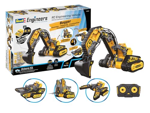 Revell Engineers I 4in1 Engineering Vehicle I Mit Fernsteuerung I 176 Teile I 4 Modellvarianten ohne Kleber I Einfacher Umbau I Interaktives Technik-Erlebnis I Für Kinder ab 8 Jahren von Revell