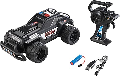 Revell Control 24455 RC Car Highway Police, GHz-Fernsteuerung, LED-Blaulichtbalken, Fahr-Akku, große Reifen, 28 cm ferngesteuertes Auto, schwarz von Revell