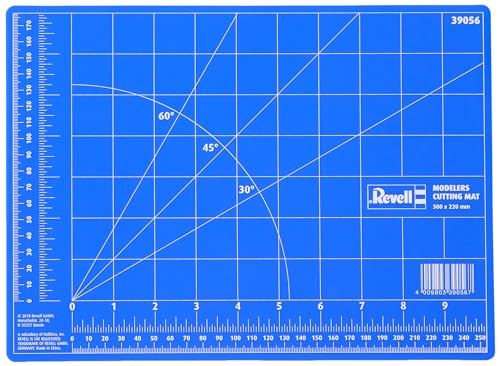 Revell 39056 Schneidematte mit selbstheilenden Eigenschaften, Hilfslinien und Skalen für präzises Arbeiten Modellbau-und Bastelzubehör, Blau, 30 x 32 cm von Revell