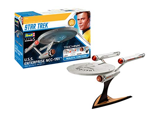 Revell 00454 Technik USS Enterprise NCC-1701, Star Trek: The Original Series originalgetreuer Modellbausatz für Experten, mit elektronischen Komponenten, 1:600/48,1 cm von Revell