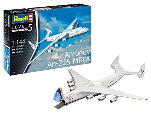 Revell 04958 Antonov An-225 Mrija, Flugzeugmodellbausatz 1:144, 58,7 cm 14 Fahrzeug originalgetreuer Modellbausatz für Experten, unlackiert von Revell