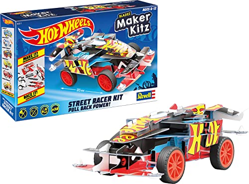 Revell 50311 Winning Formula, Spielzeugauto 1:32 mit Sprungschanze Hot Wheels Maker Kitz-zusammenbauen und losfahren, mit Rückziehmotor (Pull Back), schwarz/rot von Revell