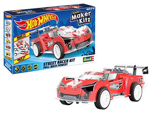 Revell 50315 Super Blitzen, Spielzeugauto 1:32 mit Sprungschanze Hot Wheels Maker Kitz-zusammenbauen und losfahren, mit Rückziehmotor (Pull Back), rot von Revell