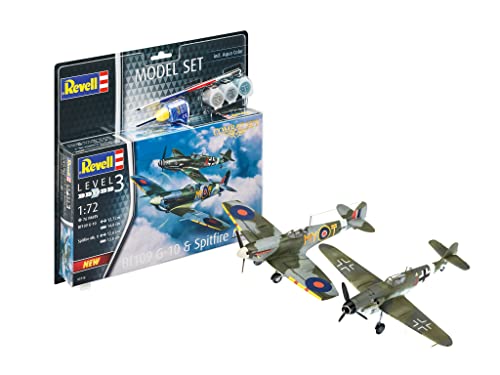 Revell 63710 Model Combat Set Bf109G-10 & originalgetreuer Modellbausatz für Einsteiger, mit Basis-Zubehör, unlackiert, STK von Revell