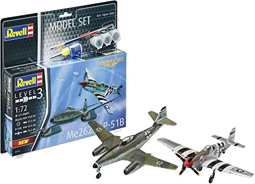 Revell 63711 Model Combat Set Me262 & P-5 originalgetreuer Modellbausatz für Einsteiger, mit Basis-Zubehör, unlackiert von Revell