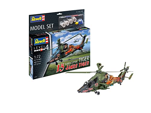 Revell 63839 Model Set Eurocopter 15 Jahre Tiger Militär originalgetreuer Modellbausatz für Fortgeschrittene, mit Basis-Zubehör, unlackiert von Revell