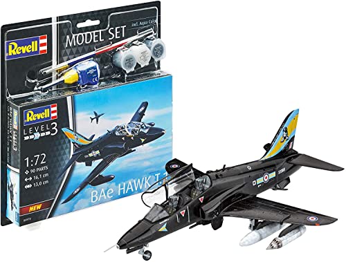 Revell 64970 Model Set BAE Hawk T.1, Flugzeugmodellbausatz 1:72, 16,1 cm Modellbausatz für Einsteiger, Starter Kit mit Basis-Zubehör, unlackiert von Revell