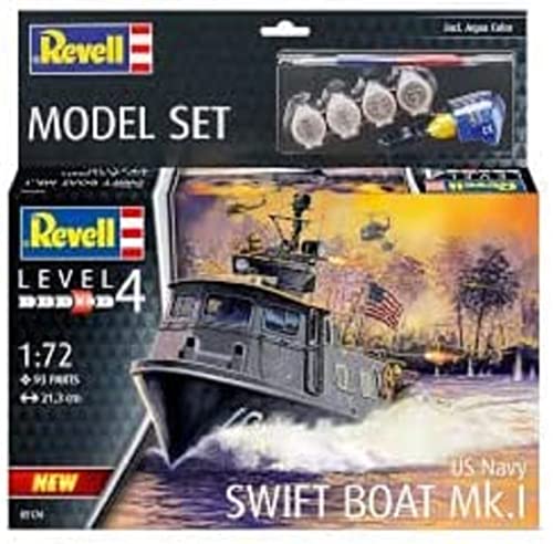 Revell 65176 Model Set US Navy Swift Boat Mk.I Fahrzeug originalgetreuer Modellbausatz für Fortgeschrittene, mit Basis-Zubehör, unlackiert von Revell