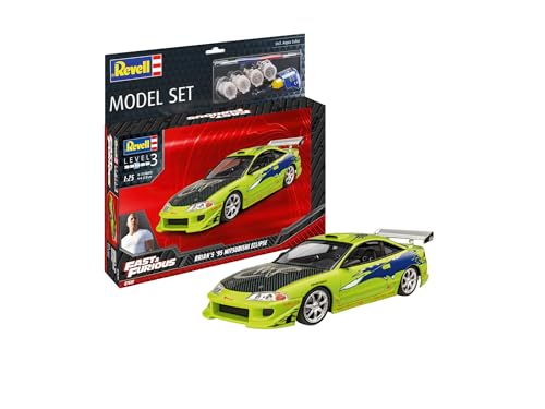 Revell 67691 Model Set F&F Brian's 1995 Mitsubishi Eclipse Fast & Furious Brian O'Conner originalgetreuer Modellbausatz für Einsteiger, Starter Kit mit Basis-Zubehör, unlackiert von Revell