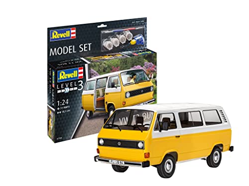 Revell Modellbausatz VW T3 Bus I Maßstab 1:25 I Originalgetreue Nachbildung I Unlackiert I Detailreicher Modellbausatz I Für Einsteiger I Hochwertige Verarbeitung von Revell