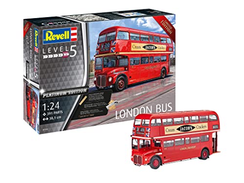 Revell 07720 originalgetreuer Modellbausatz des London Bus im Maßstab 1:24, unlackiert von Revell