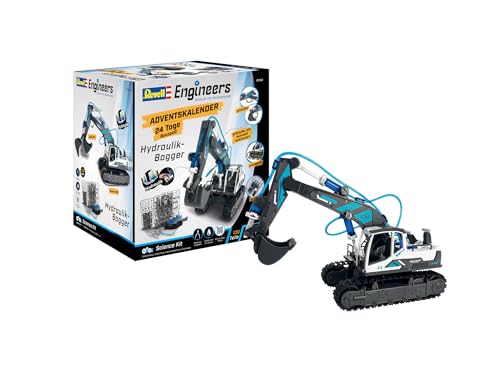 Revell Adventskalender Engineers I Hydraulischer Bagger I Adventkalender zum Selbermachen I Adventskalender für Jungen, Mädchen Kinder und Erwachsene ab 8 Jahren I Bagger in 24 Tagen zusammenbauen von Revell