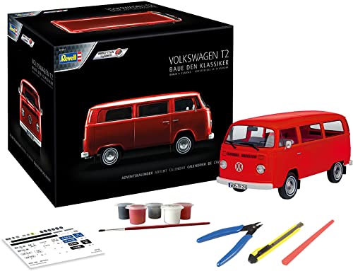 Revell Adventskalender, VW T2 Bus mit Easy-Click-System in 24 Tagen zum Modellbus, Adventskalender für Jungen, Mädchen & Erwachsene ab 10 Jahren, Geschenk zu Weihnachten von Revell